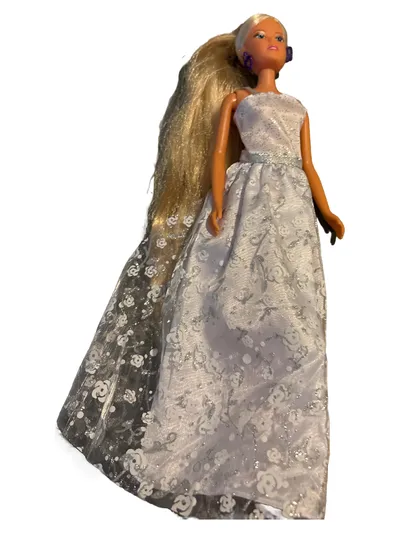 Simba Toys Mädchen Kleid Puppenkleidung Blumenmuster Glitzer Weiß