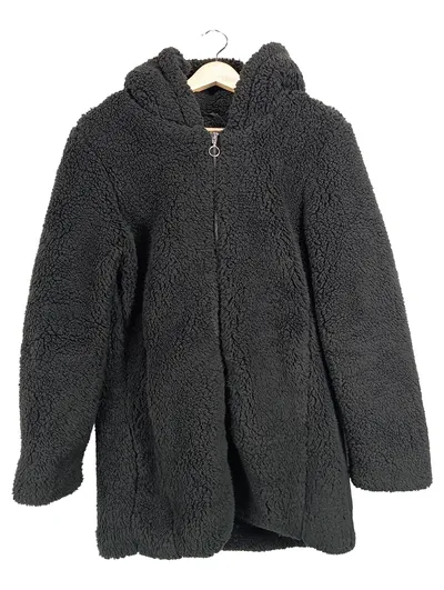 Urban Classics Damen Felljacke Teddy Fleece Kapuzenjacke Schwarz Gr. 34/XS