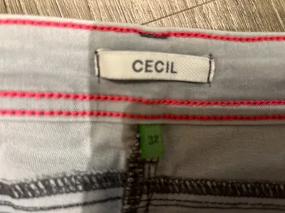 CECIL Jeansrock Damen Gr. 32 Grau Stretch Knopfleiste Minirock