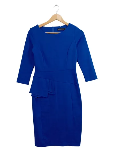 Nice-Forever Damen Businesskleid Gr. 36 S Blau Elegant 3/4-Arm Etuikleid