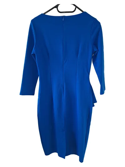 Nice-Forever Damen Businesskleid Gr. 36 S Blau Elegant 3/4-Arm Etuikleid