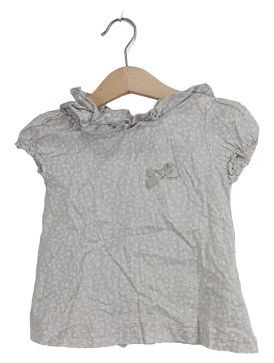 Kanz Mädchen Bluse Kurzarm Blumenmuster Rüschen Baumwolle Beige Gr. 74