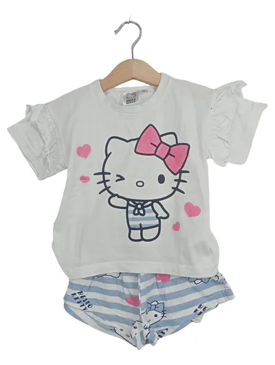 Hello Kitty Pyjama Set Mädchen Gr. 92 Kurzarmshirt Shorts Baumwolle Casual