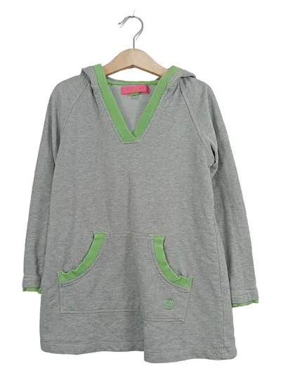 COOLEEU Kinder Kapuzenpullover Hoodie Mädchen Gr. 128 Grau Meliert Baumwolle
