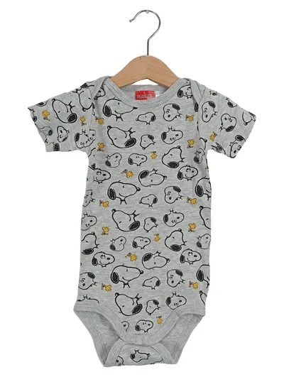 PEANUTS Baby Body Kurzarm Snoopy Grau Gr. 86/92 Baumwolle Viskose