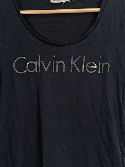 Calvin Klein Jeans Damen T-Shirt Gr. 36/S Schwarz Logo-Print Casual