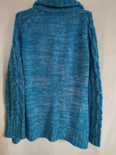 White Season Strickjacke Damen Gr. 38 Türkis Zopfmuster Cardigan