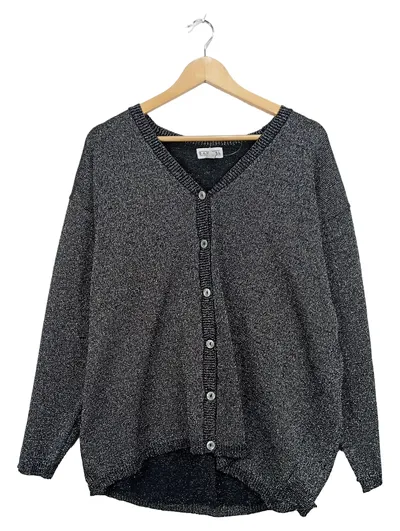 Barisal Damen Strickjacke Gr. 48 Grau Meliert Glitzer Elegant