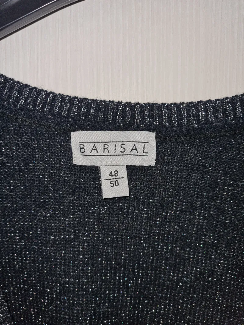 Barisal Damen Strickjacke Gr. 48 Grau Meliert Glitzer Elegant 3