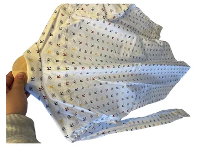 KARL LAGERFELD Herren Business Hemd Gr. 40 Weiß Logo-Print Langarm