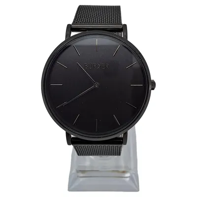 BURKER Herren Armbanduhr Edelstahl Schwarz Mesh Minimalistisch Alltag 23cm