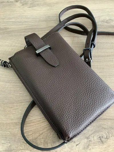 ESPRIT Handytasche Umhängetasche Leder Dunkelbraun Crossbody Bag NEU