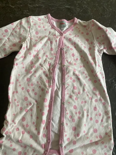 Kanz Schlafanzug Baby Mädchen Einteiler Gr. 86 Rosa Punkte Baumwolle Strampler