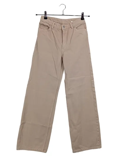 Monki Damen Jeans Wide Fit Gr. 26 Beige Baumwolle