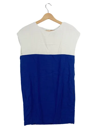 MNG COLLECTION Freizeitkleid Damen Blau Leinen Casual Gr. 34 XS
