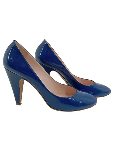Studio Pollini Damen Pumps Lackleder Blau Gr. 40 Elegant High Heels