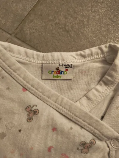 ORSOLINO Baby Body Kurzarm Wickelbody Giraffen Elefanten Gr. 50/56 Weiß