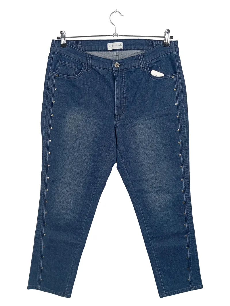 Curvy Me Damen Jeans Regular Fit Gr. 44 Nietenbesatz Blau 1