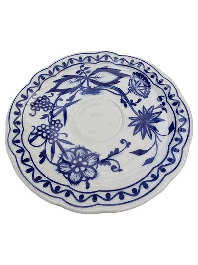TRIPTIS-PORZELLAN Zwiebelmuster Tasse & Unterteller Set Blau Porzellan