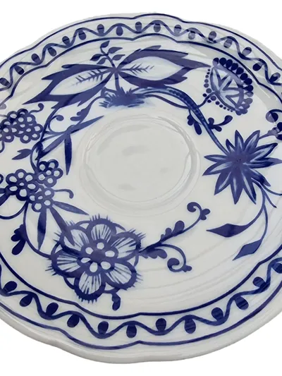 TRIPTIS-PORZELLAN Zwiebelmuster Tasse & Unterteller Set Blau Porzellan