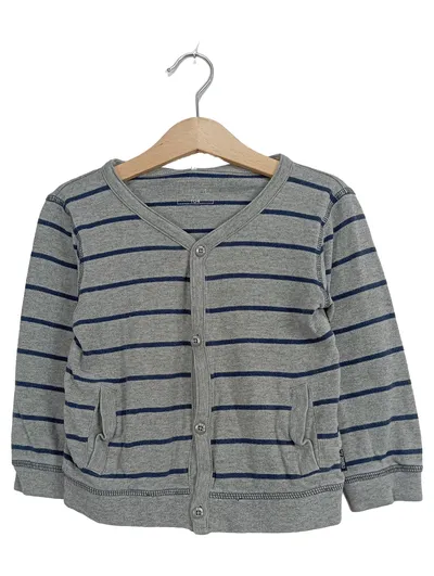 NAME IT Baby Jungen Strickjacke Gr. 104 Grau Gestreift Baumwolle Casual