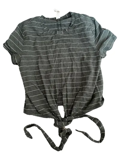 lululemon Damen T-Shirt Kurzarm Gestreift Schleife Grau 34;XS