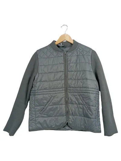 HUCKE Berlin Damen Steppjacke Gr. 38/M Grau Strick-Ärmel Casual