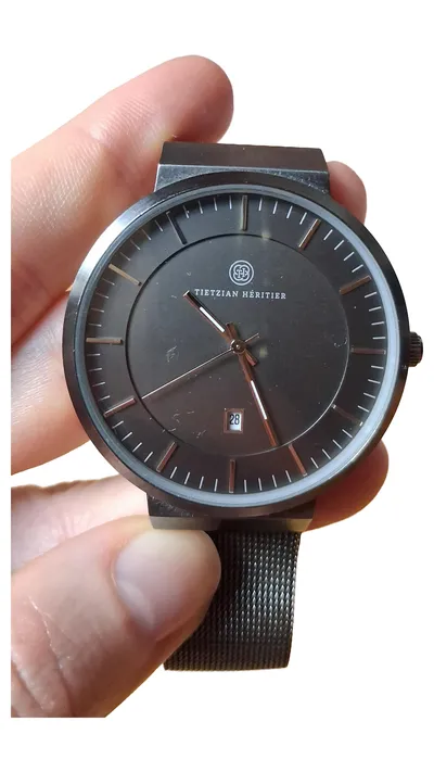 Tietzian Héritier Herren Armbanduhr Edelstahl Schwarz Modern Business