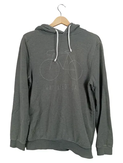 ARMEDANGELS Kapuzenpullover Herren M Grün Fahrrad Motiv WHO NEEDS CARS