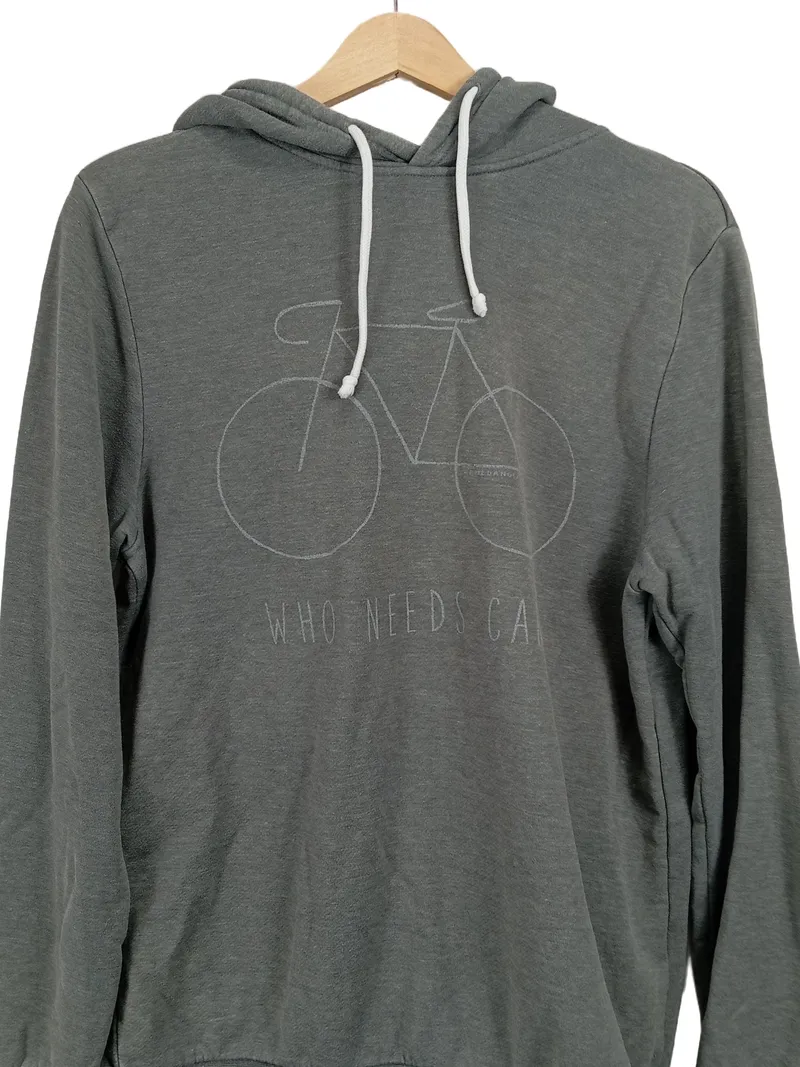 ARMEDANGELS Kapuzenpullover Herren M Grün Fahrrad Motiv WHO NEEDS CARS 3