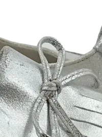 5th Avenue Damen Slipper Mokassins Fransen Schleife Silber Gr. 40 4