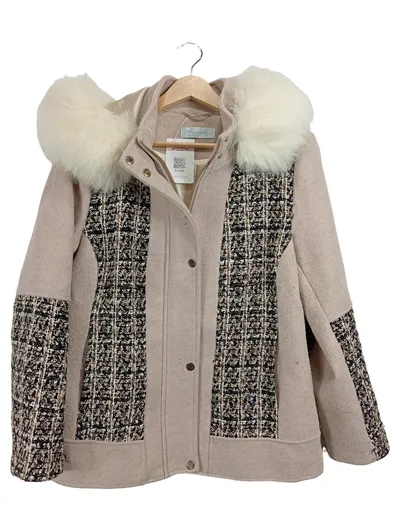 Himmelblau by Lola Paltinger Winterjacke Tweed Kunstpelz Damen Gr. 40 Beige