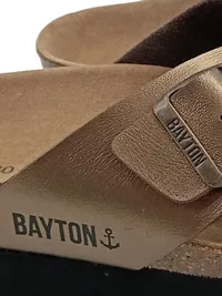 BAYTON Damen Pantoletten Gr. 40 Gold Casual Kreuzriemen Plateau 3
