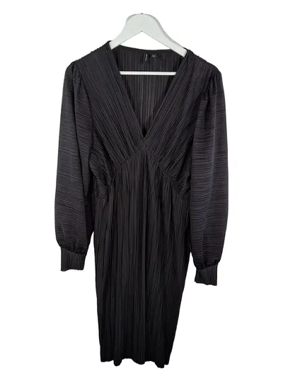 Vero Moda Strickkleid Damen Gr. 42 XL Schwarz Elegant Wickelkleid Falten