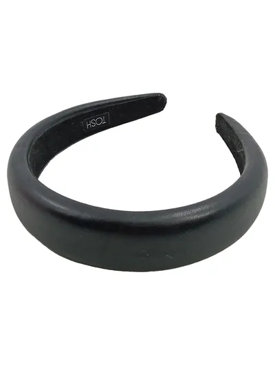 TOSH Haarreif Schwarz Leder-Optik Stirnband Damen Klassisch Uni
