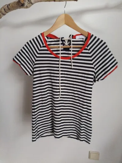 OUI Damen T-Shirt Maritim Gestreift Baumwolle Kurzarm Gr. 38 M