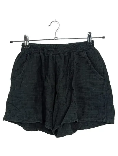 SASSYCLASSY Musselin Shorts Damen Schwarz Baumwolle XS 32