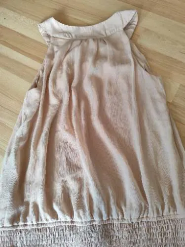 VERO MODA Damen Top Gr. S Beige Perlenbesatz Ärmellos Bluse Shirt