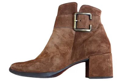 Paul Green Damen Stiefeletten Leder Schnalle Blockabsatz Braun Gr. 40