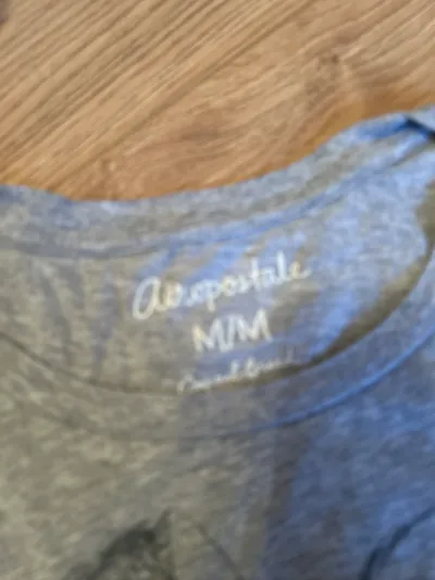 Aéropostale Damen T-Shirt Kurzarm Baumwolle Gr. 38/M Grau Grafik Schleife