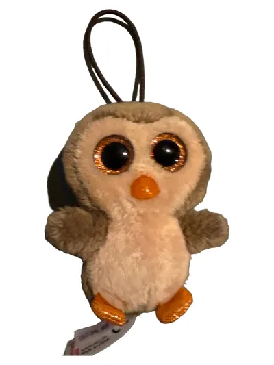 NICI Eule Schlüsselanhänger Plüsch Charm Glitzer Beige Kinder 6x8cm