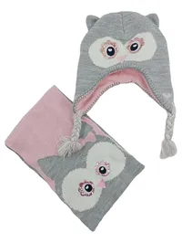 DOPO DOPO Kinder Mützen Set Eule Gr. 98-128 Mehrfarbig Charmant 1