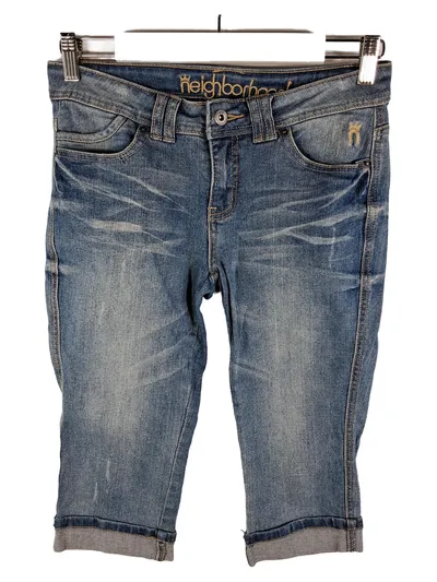 NEIGHBORHOOD Capri Jeans Shorts Damen W27/36 Blau Stickerei Baumwolle