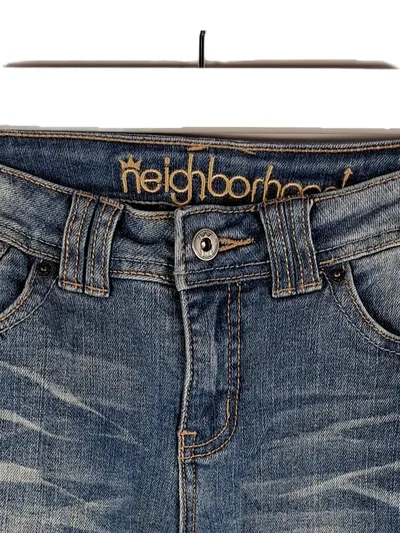 NEIGHBORHOOD Capri Jeans Shorts Damen W27/36 Blau Stickerei Baumwolle