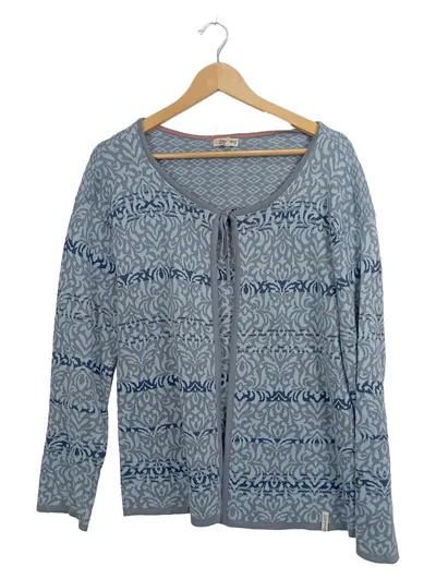Deerberg Damen Strickjacke Gr. 38 Blau Casual Baumwolle mit Muster