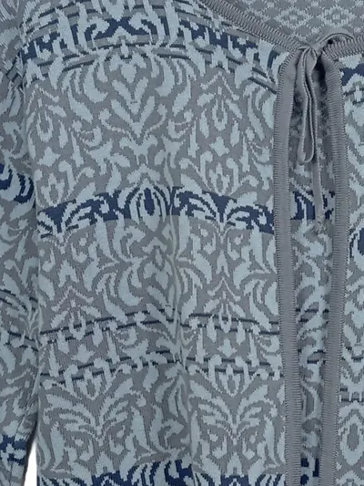 Deerberg Damen Strickjacke Gr. 38 Blau Casual Baumwolle mit Muster