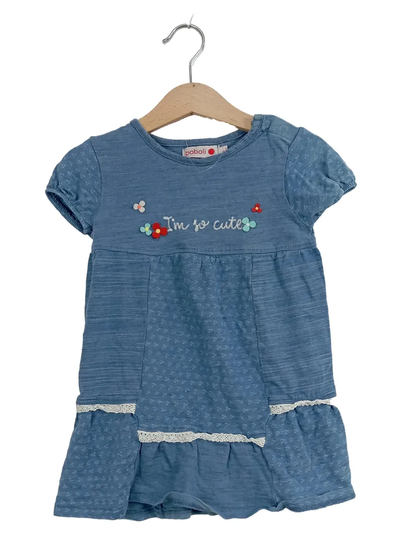 Boboli I'm so cute Puppenkleidung Rüschen Stickerei Spitze Blau Gr. 92 1