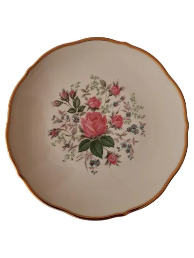 Triptis Porzellan Unterteller Beige Blumenmuster Goldrand 19cm Klassisch