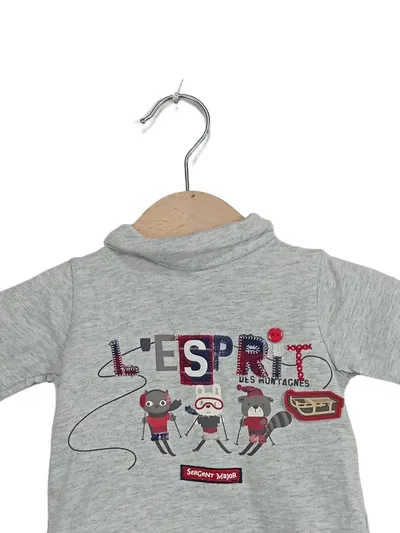 Sergent Major Langarmshirt Jungen Gr. 62 Grau Baumwolle Tiermotiv