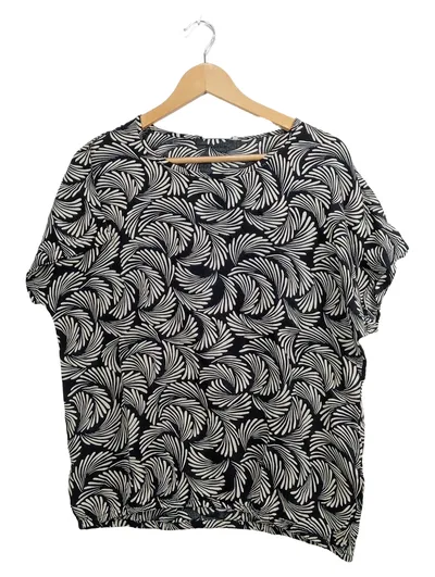 KAFFE Damen T-Shirt Gr. 40/L Schwarz Weiß Abstrakt Viskose